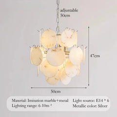 Gold White Marble Disc Chandelier Hanging Pendant Light