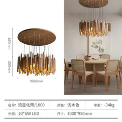 Modern Wood Stick Chandelier Light Fixture with Natural Wood Accents