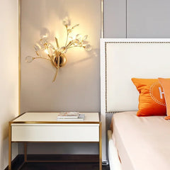 Gold Flower Crystal Wall Sconce Light Multi-Arm