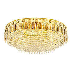 Gold Crystal Tiered Cascading Flush Mount Ceiling Light Fixture