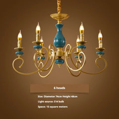Gold Candelabra Ceramic Accents Chandelier Light