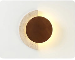 Modern Wood and Stone Arc Wall Sconce with Warm LED Glow