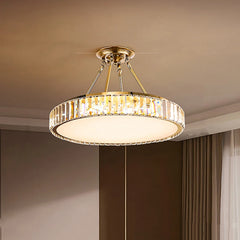 Chandelier with crystal accents hanging from a ceiling
