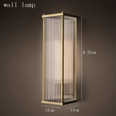 Wall lamp with dimensions on a dark background