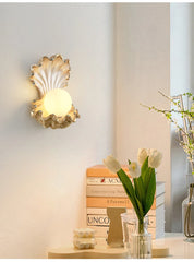 Seashell Wall Sconce Gold and Pink Pearl Accent Wall Light