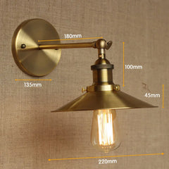 Brass Cone Shade Industrial Wall Sconce with Adjustable Arm