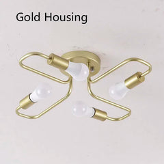 Starburst Modern Gold Metal Semi-Flush Mount Ceiling Light Fixture