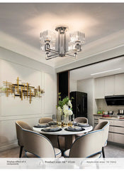 Polished Chrome Multi-Arm Crystal Chandelier