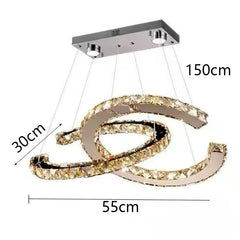 Chandelier with dimensions labeled on a white background