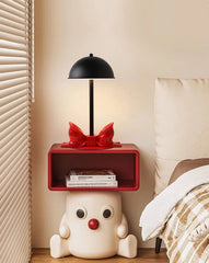 Dome Shade Bow Accent Table Lamp with LED Light - White & Pink
