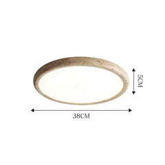 Round Stone Texture Flush Mount Ceiling Light Subtle Natural Finish