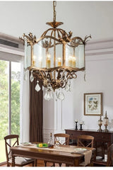 Gold Floral Crystal Chandelier Candle Style Pendant Light