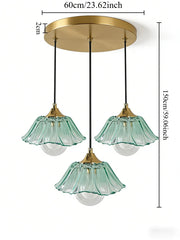 Glass Flower Pendant Light with Metal Accents Fixture