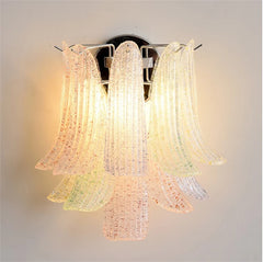 Chrome Finish Petal Glass Sconce with Pink Frosted Bell Shades