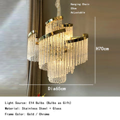 Modern Gold & Chrome Crystal Chandelier – Luxury Statement