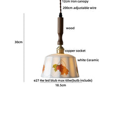 Pendant light with labeled parts