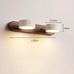 Wabi Sabi Wood and Stone Cylinder Wall Sconce Light Fixture