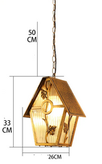 Farmhouse Waterproof Porch Lantern – Stripped Glass Hanging Light