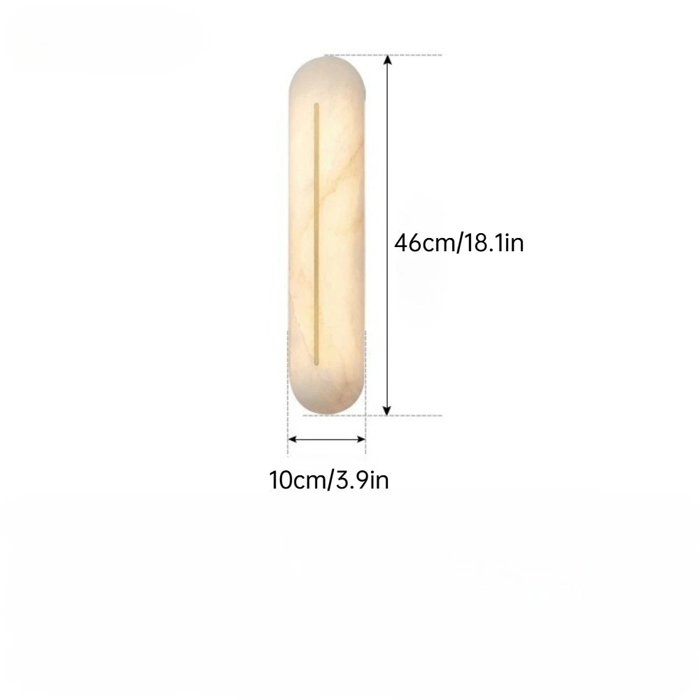 Wall-mounted light fixture with dimensions on a white background