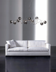 Chrome Spiral Wave Pendant Light with Glass Globes