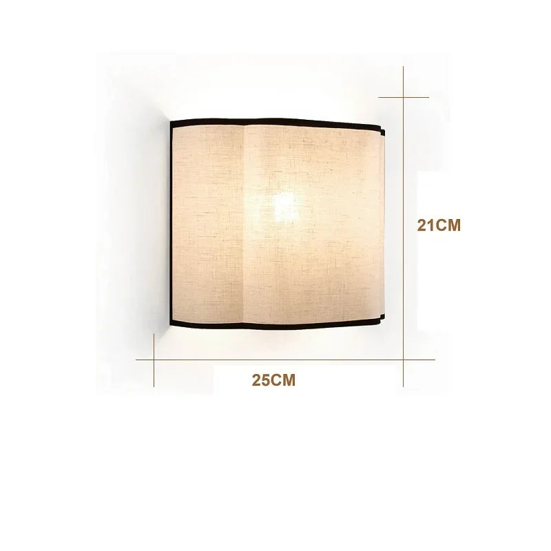 Wall lamp with dimensions indicated on a white background