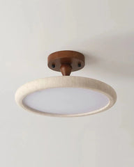 Natural Stone and Wood Semi-Flush Mount Ceiling Light Fixture