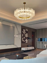 Modern Gold Acrylic Wave Chandelier with Tiered Design