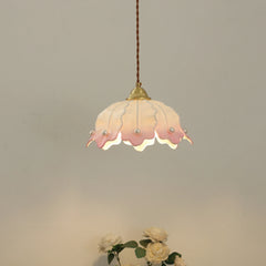 Pink Petal Pendant Light with Pearls