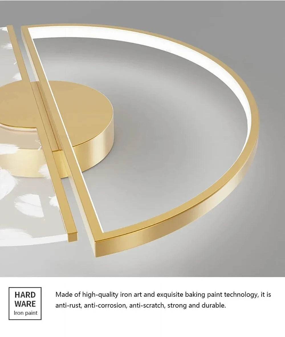 Gold iron art piece on a gray background with text about material properties.