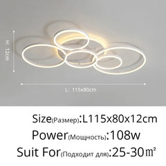 Modern Gold Interlocking Rings Flush Mount Ceiling Light Fixture