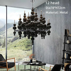 Black Globe Cluster Pendant Light with Polished Metal Frame