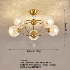 Polished Gold 8-Light Globe Chandelier with Crystal Accents