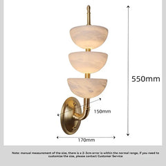 Wall-mounted light fixture with measurements on a white background