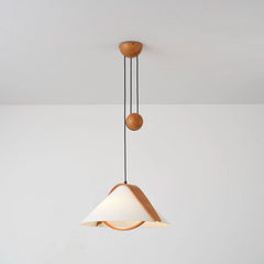 Fabric Cone Pendant Light with Wood Accents Fixture
