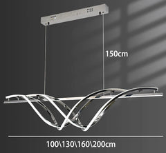 Modern chandelier with adjustable length measurement on a dark background