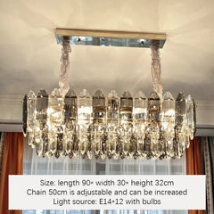 Crystal Waterfall Pendant Lighting Fixture with Gold Faceted Accents