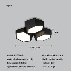 Modern Geometric Hexagon Flush Mount Ceiling Light Fixture
