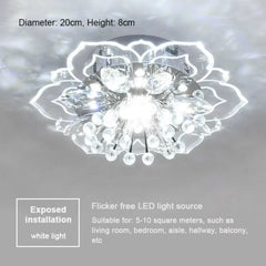 Gold Flower Crystal Flush Mount Ceiling Light with Petal Accents