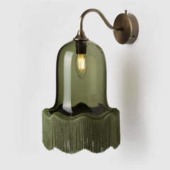 Brass Bell Shade Wall Sconce with Tassel Accent Lighting
