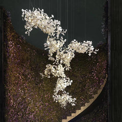 Gold Ginkgo Leaf Chandelier Light Cascading Branch Pendant