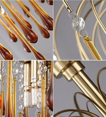 Collage of gold and crystal decorative elements on a gray background