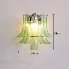 Chrome Finish Petal Glass Sconce with Pink Frosted Bell Shades