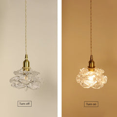 Brass Crystal Flower Pendant Light