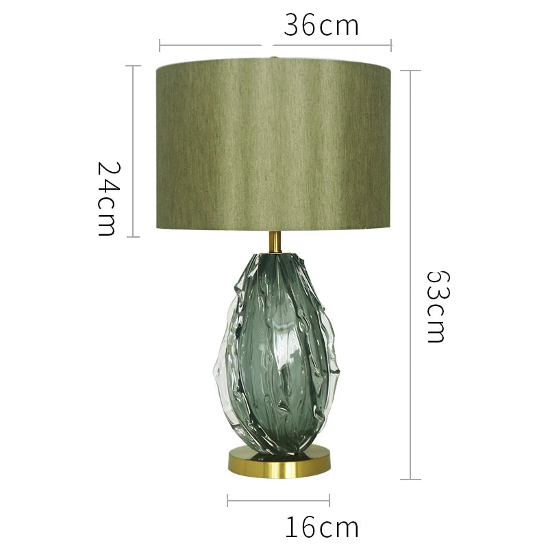 Table lamp with dimensions labeled on a white background