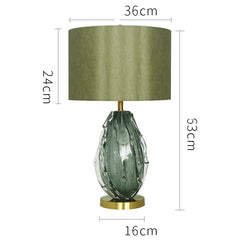 Table lamp with dimensions labeled on a white background