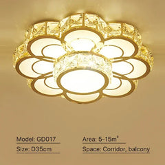 Gold Crystal Flower Flush Mount Light
