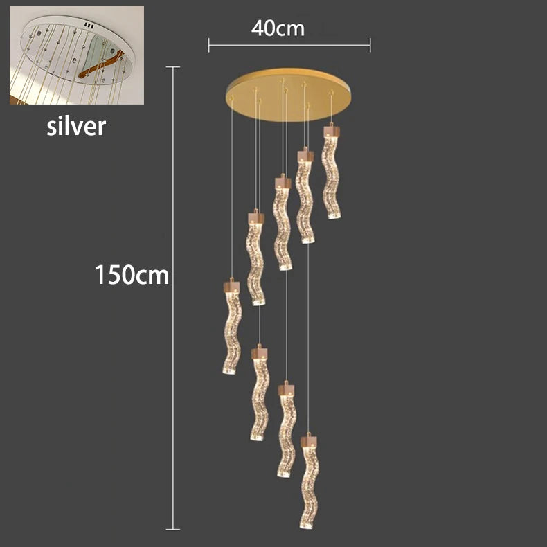 Chandelier with dimensions on a dark background