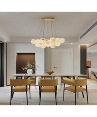 Gold Marble Bubble Cluster Pendant Light Fixture with Suspended Globes