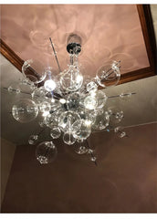Modern Bubble Pendant Light with Glass Orbs and Starburst Design