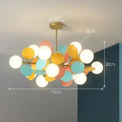 Gold Starburst Branch Chandelier with Globe Shades